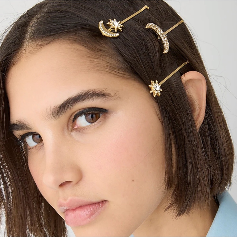 JCREW PAVE CRYSTAL CELESTIAL HAIR PINS THREE PACK NWT